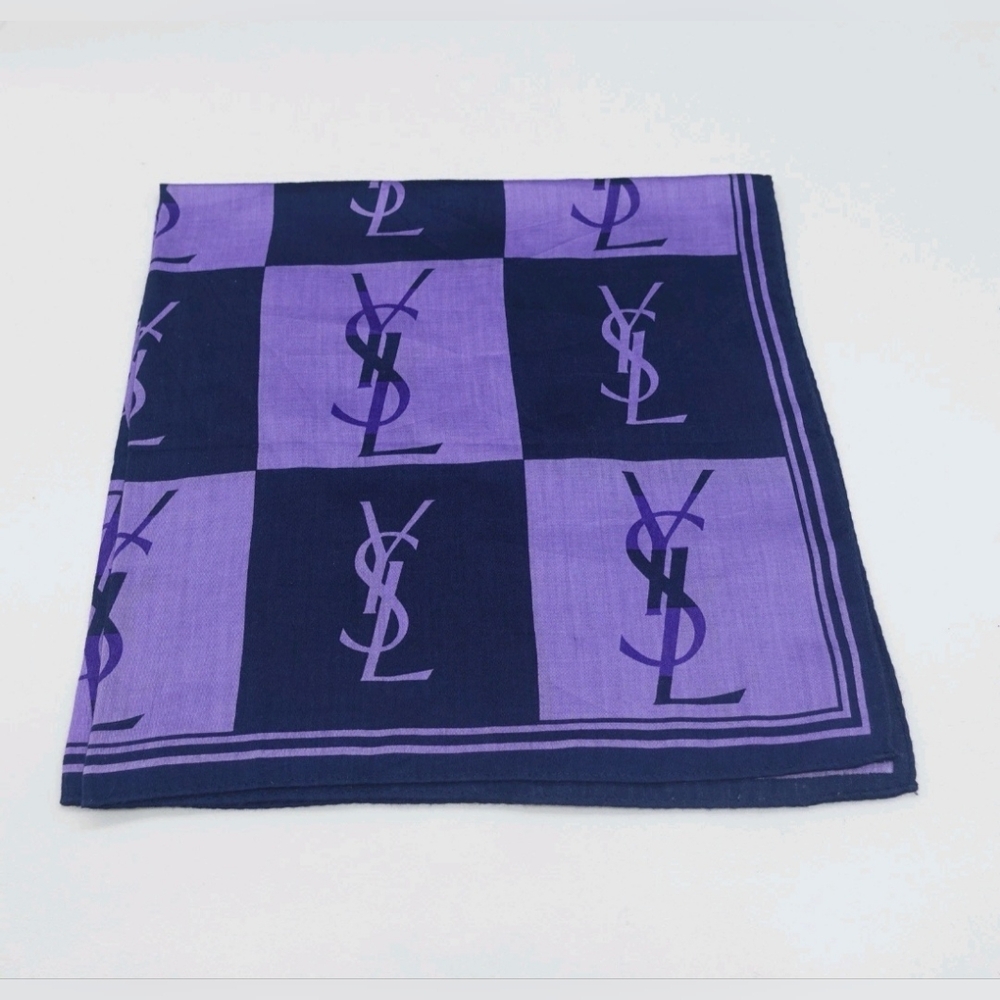 YSL Cotton Scarf Handkerchief Yves Saint Laurent For Hair Bag